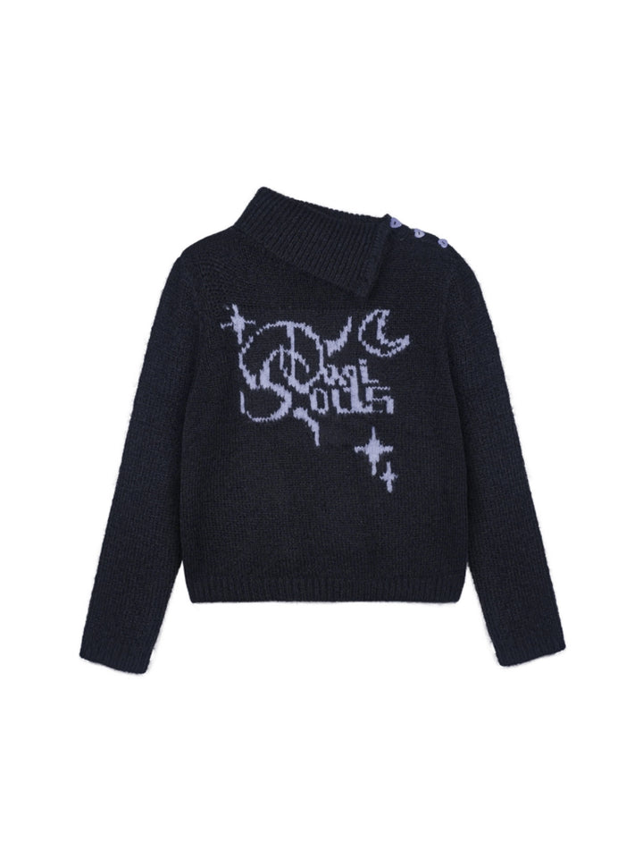 Black Purple Jacquard - Statement Knitwear Pullover