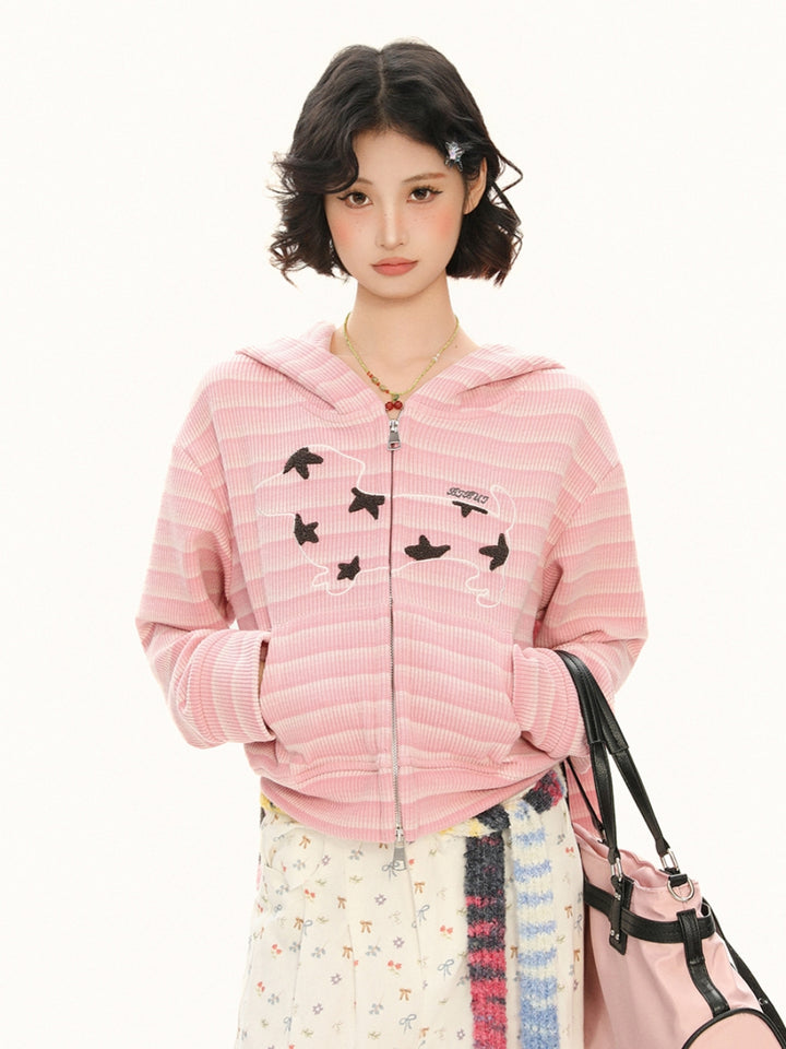 Bunny Ear Zip Up Hoodie Sweet & Edgy Streetwear Jacket