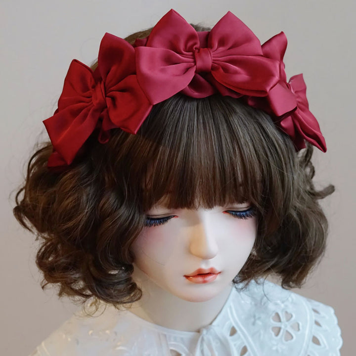 Burgundy Bow Ruffled Headband