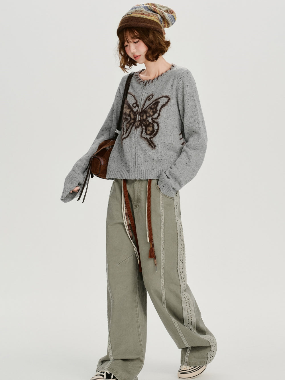 Butterfly Jacquard Knit Cardigan Top