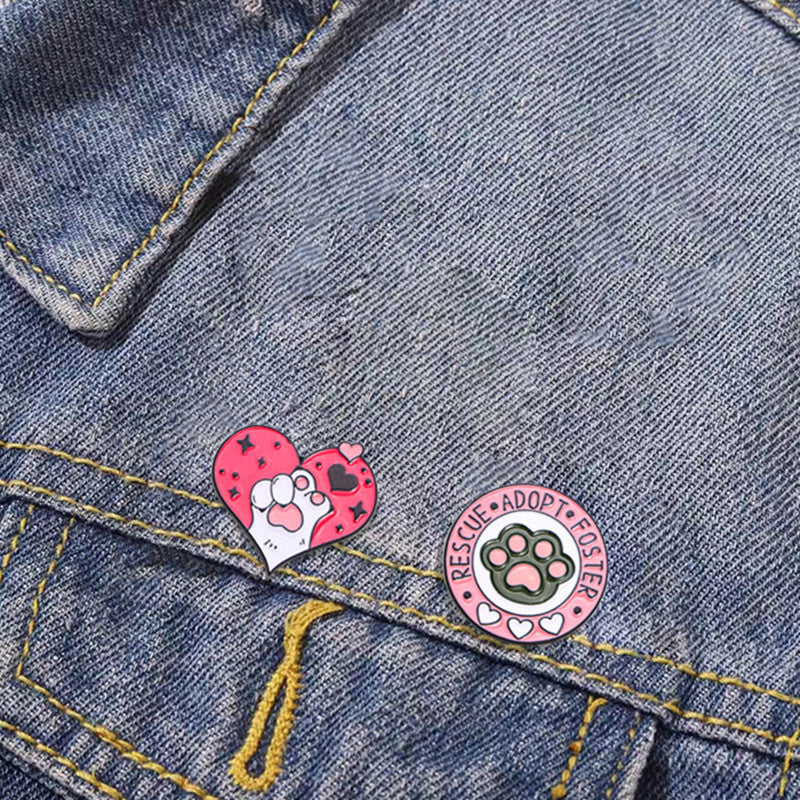 CUTE PINK CAT PAW PINS