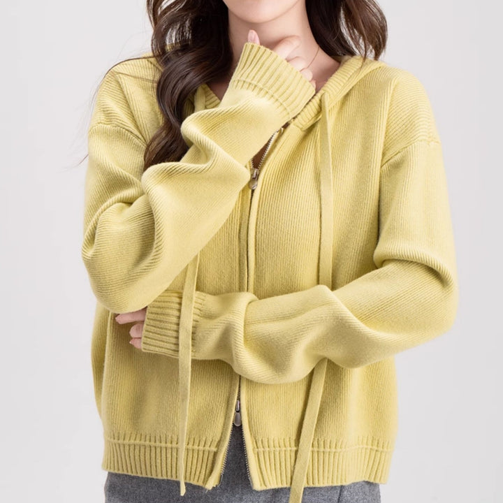 Casual Fashion Zip-Up Knit Cardigan Top