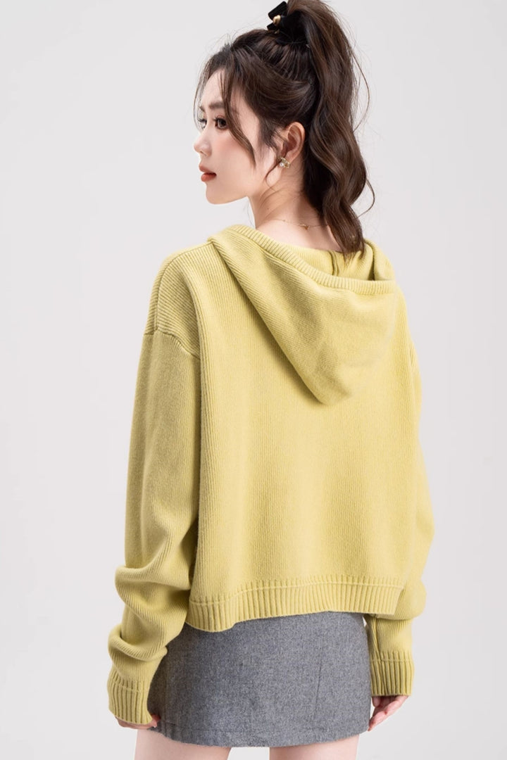 Casual Fashion Zip-Up Knit Cardigan Top