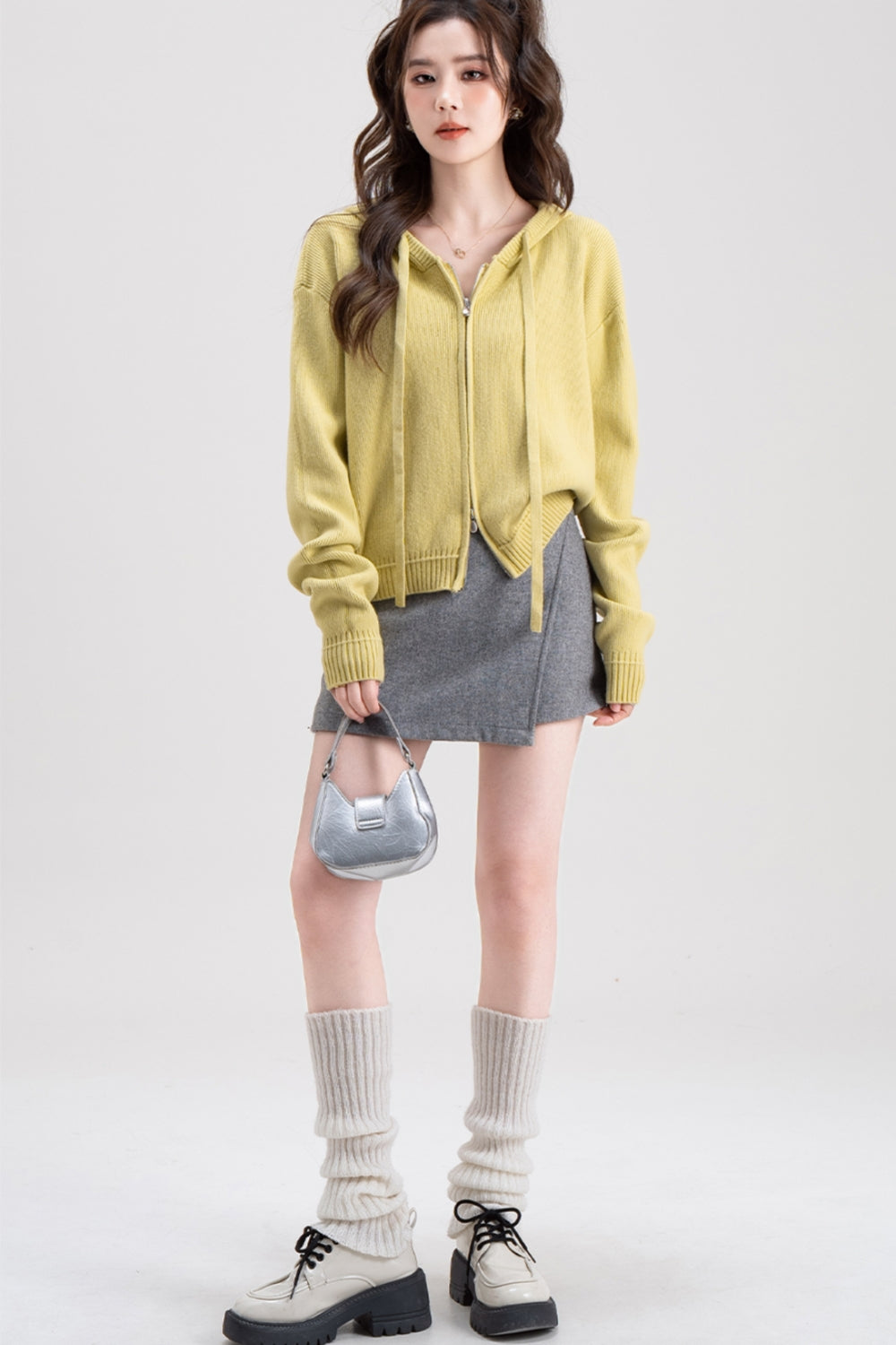 Casual Fashion Zip-Up Knit Cardigan Top