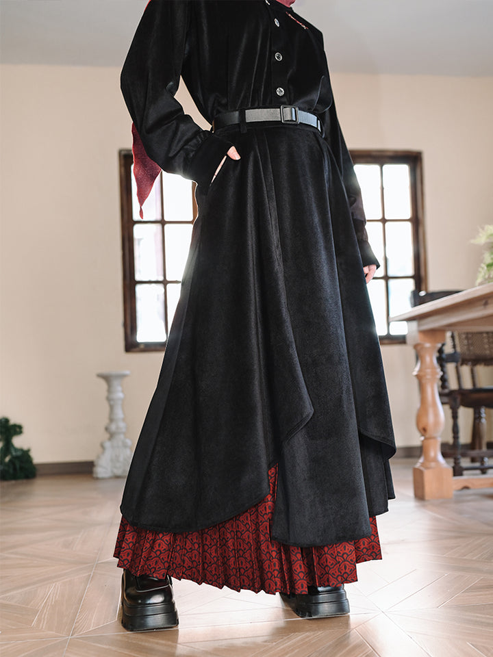 Chinese-style Black and Red Autumn/Winter Skirt