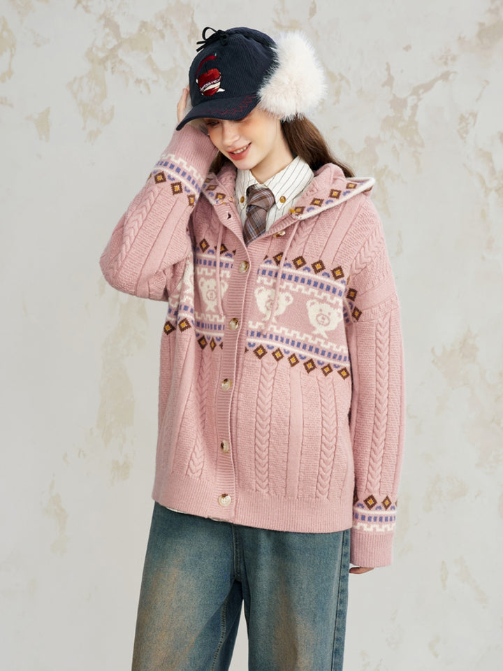 Chunky Knit Zip Up Cardigan Jacket