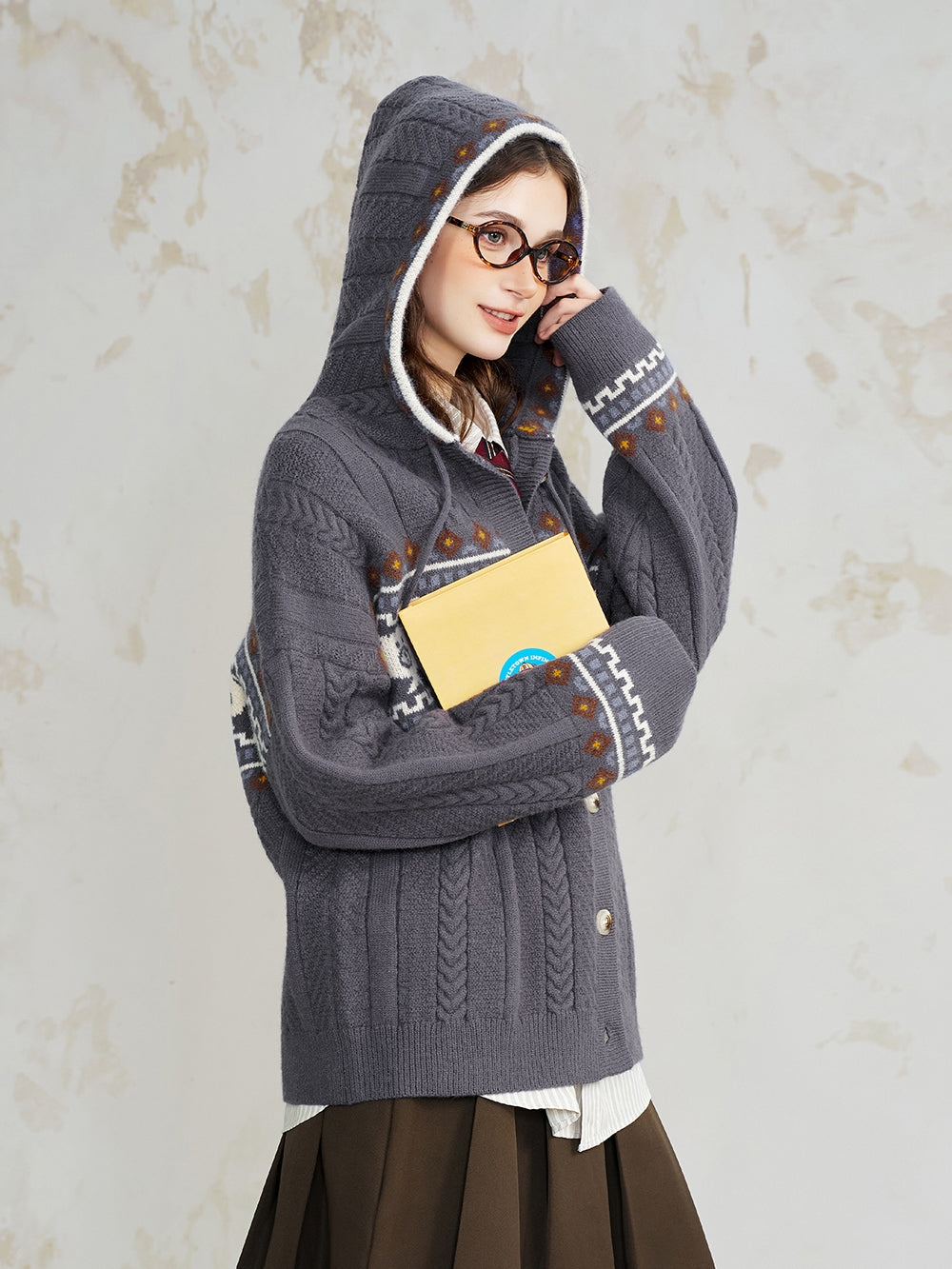 Chunky Knit Zip Up Cardigan Jacket