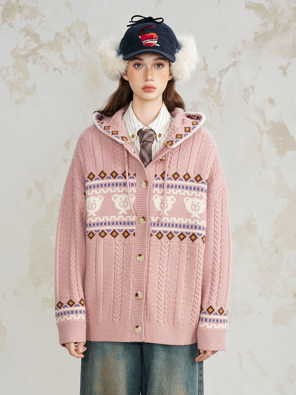 Chunky Knit Zip Up Cardigan Jacket