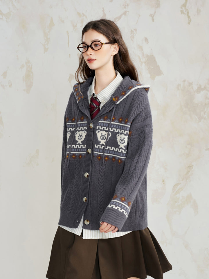 Chunky Knit Zip Up Cardigan Jacket