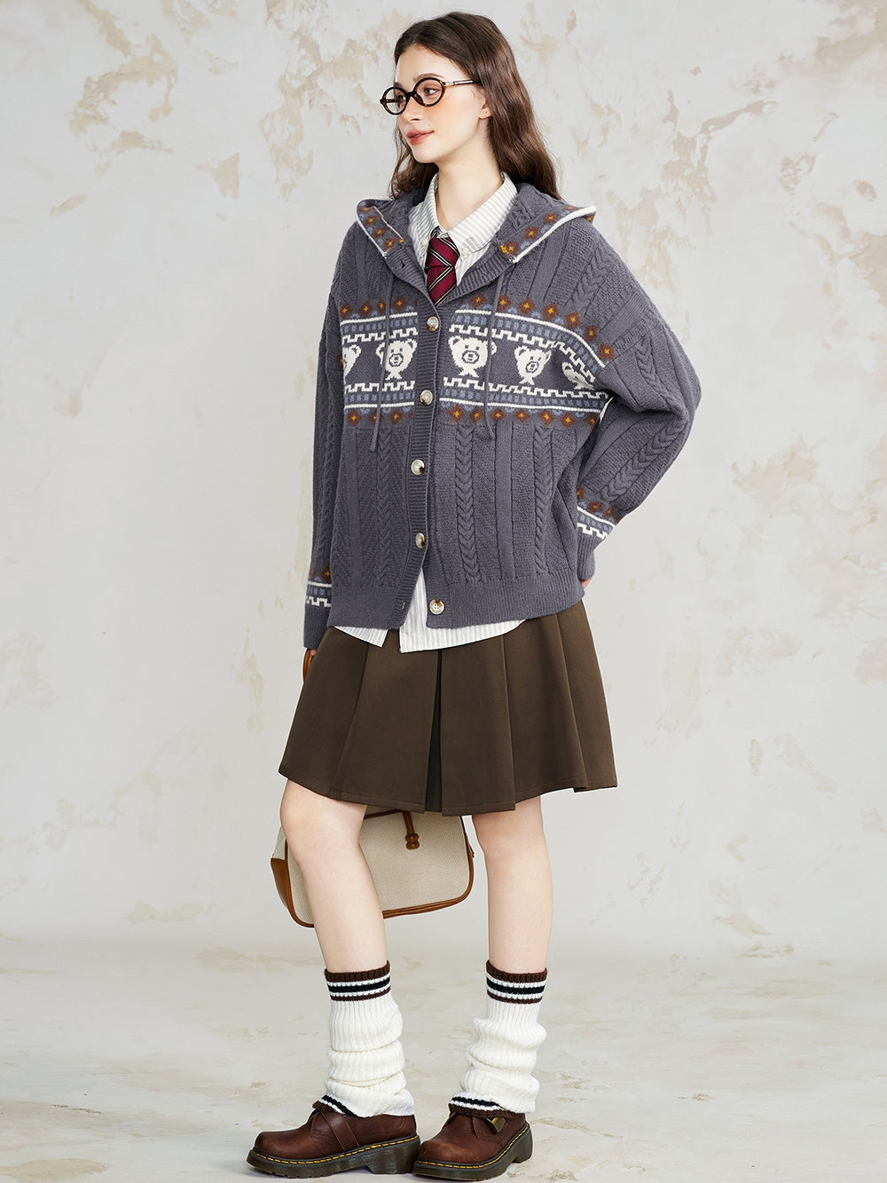 Chunky Knit Zip Up Cardigan Jacket