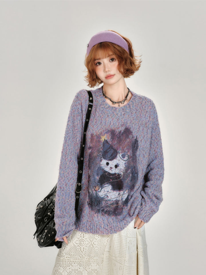 Colorful Graphic Pullover Knitwear Top