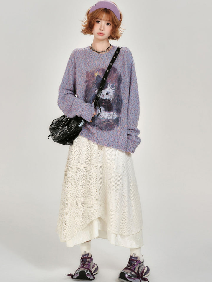 Colorful Graphic Pullover Knitwear Top