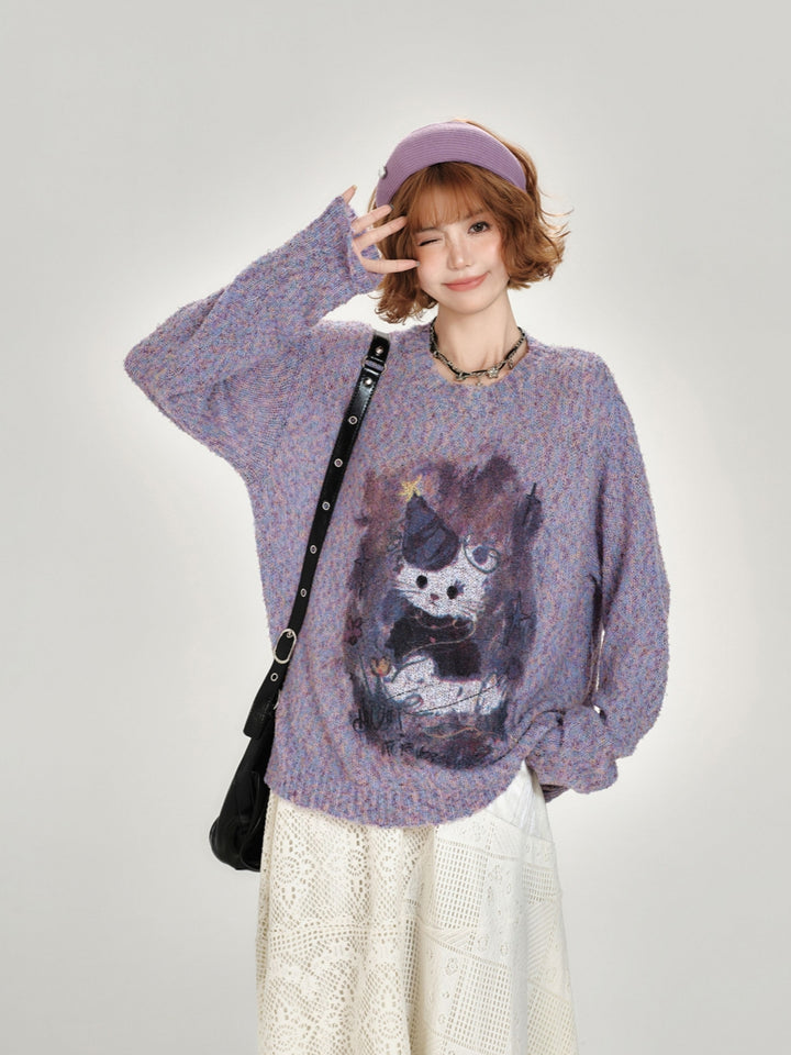 Colorful Graphic Pullover Knitwear Top