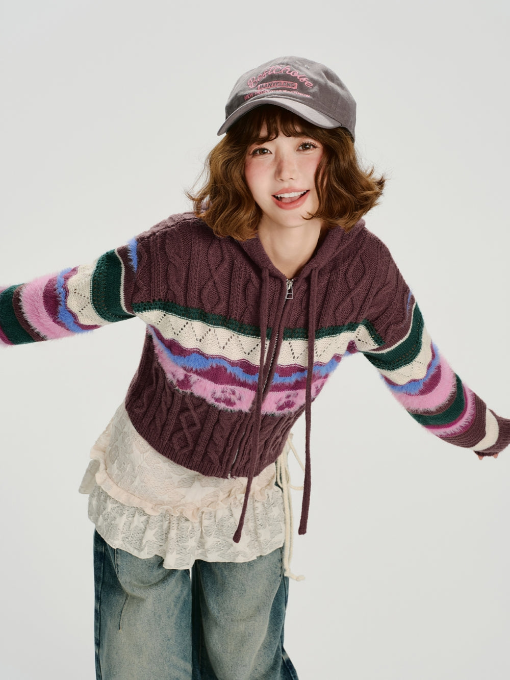 Colorful Zip-Up Hooded Sweater