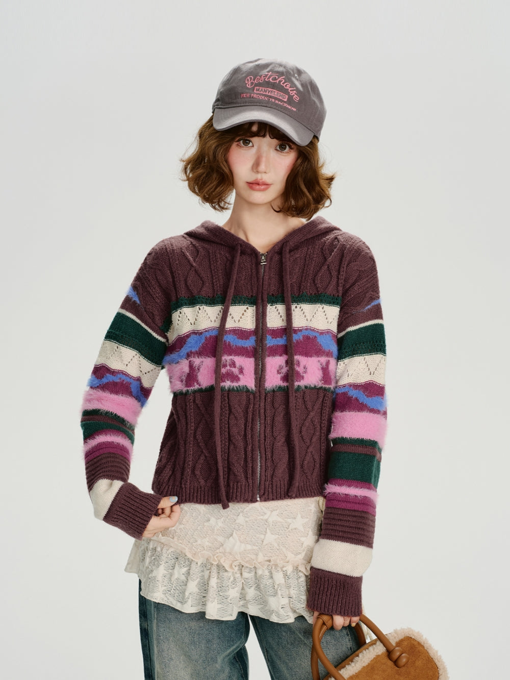 Colorful Zip-Up Hooded Sweater