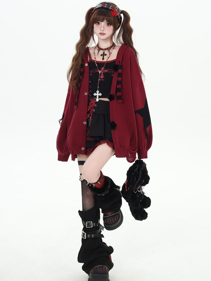 Coquette Bunny Ear Knit Cardigan Top