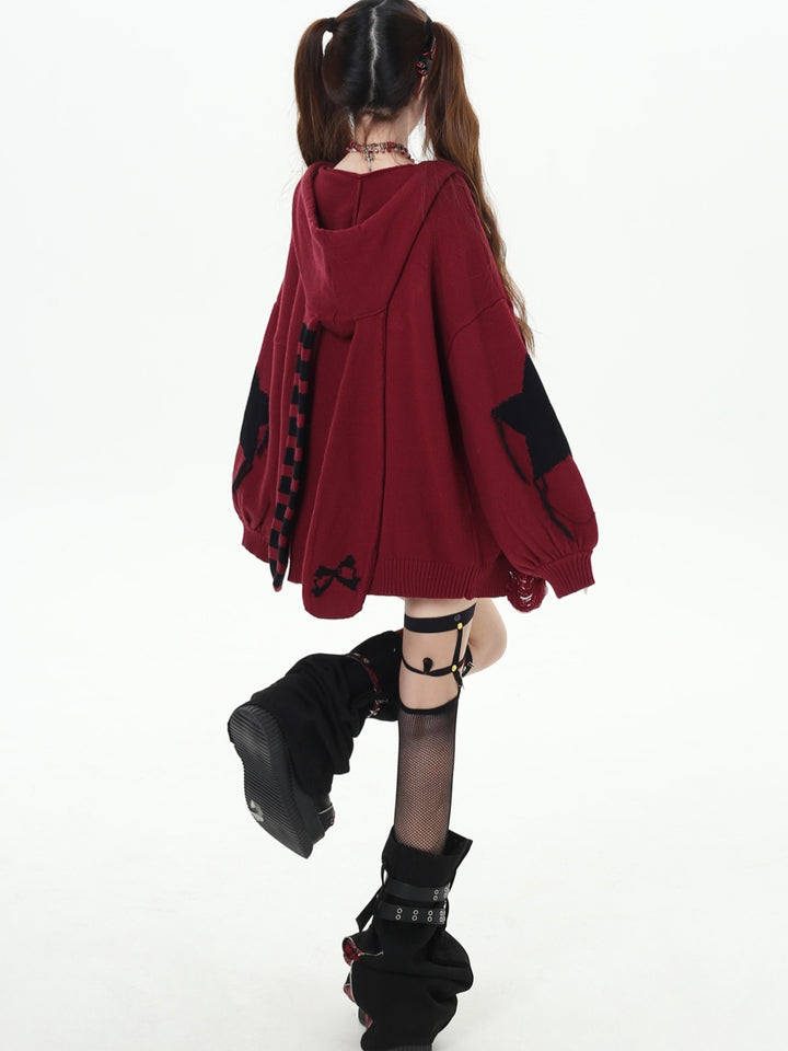 Coquette Bunny Ear Knit Cardigan Top