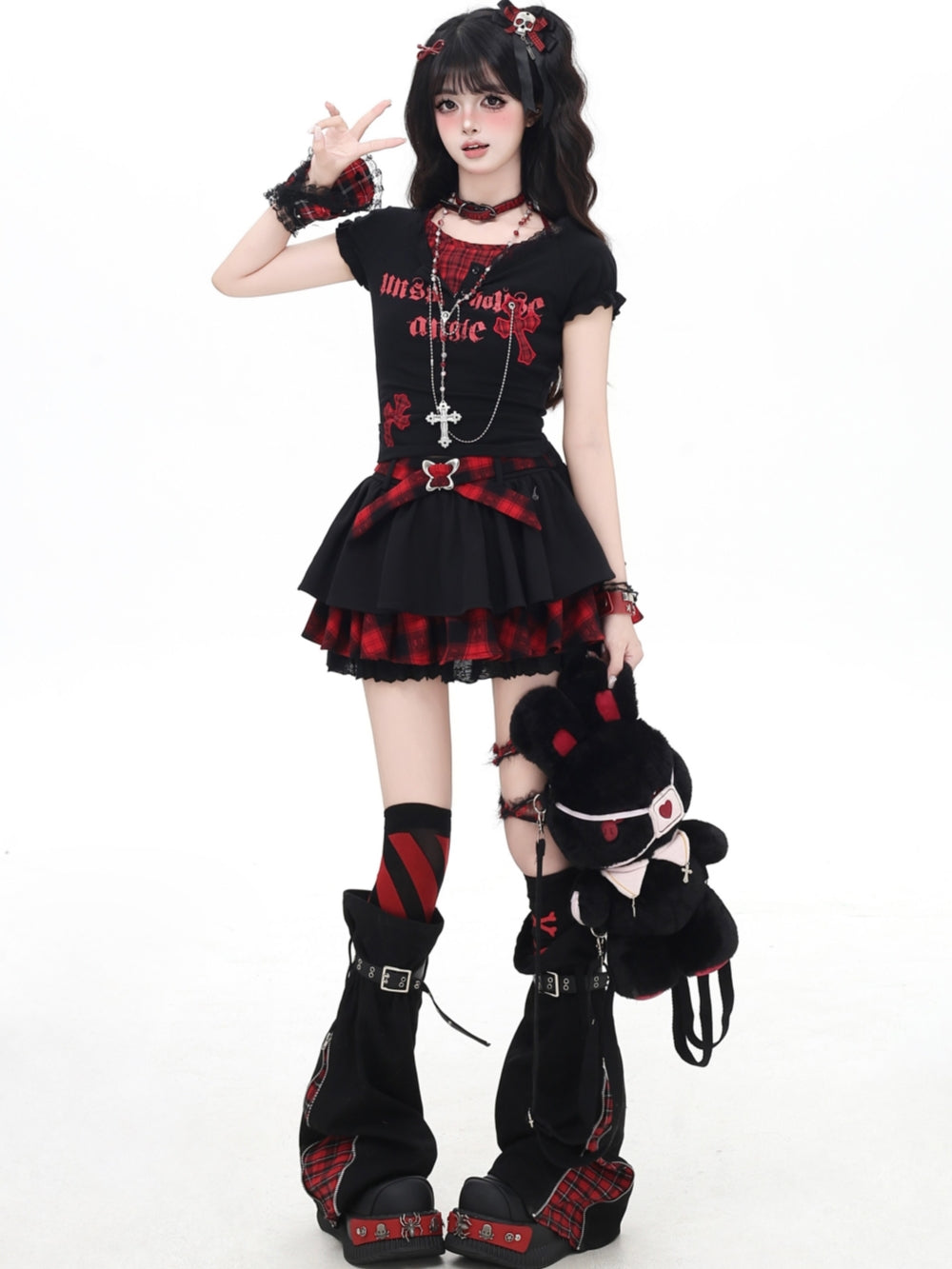 Crimson Fragment Y2K Set - Top and Skirt