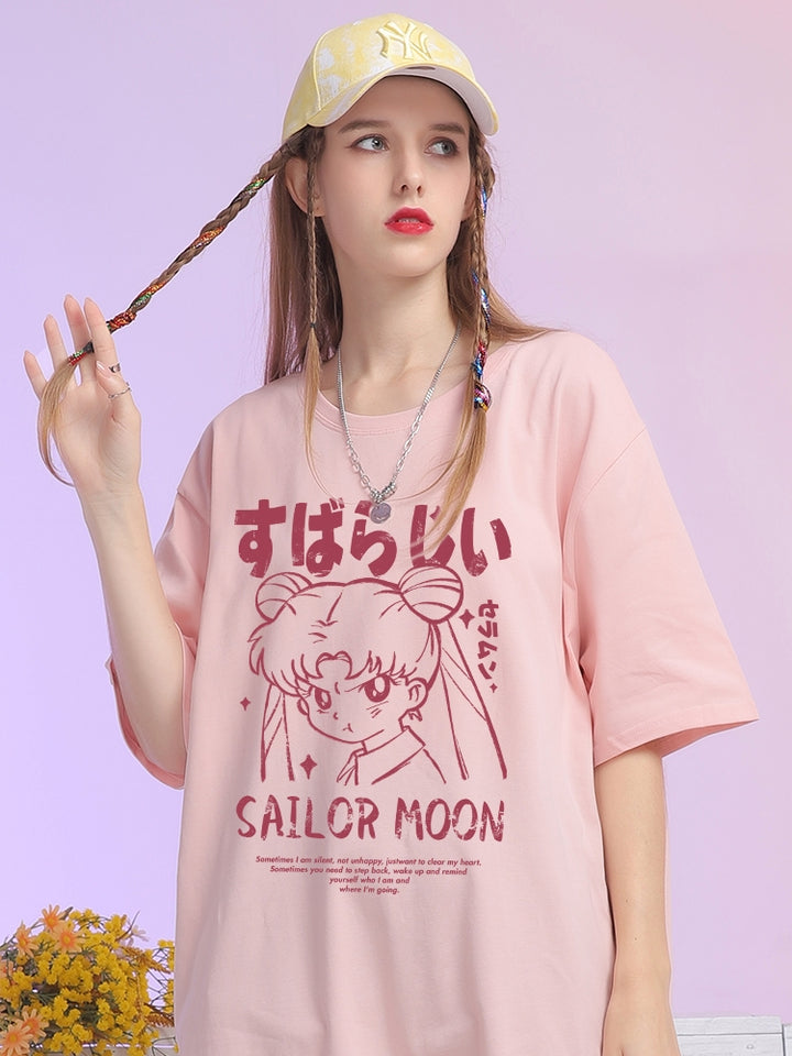 Cute Anime-Inspired Cartoon Graphic T-shirt
