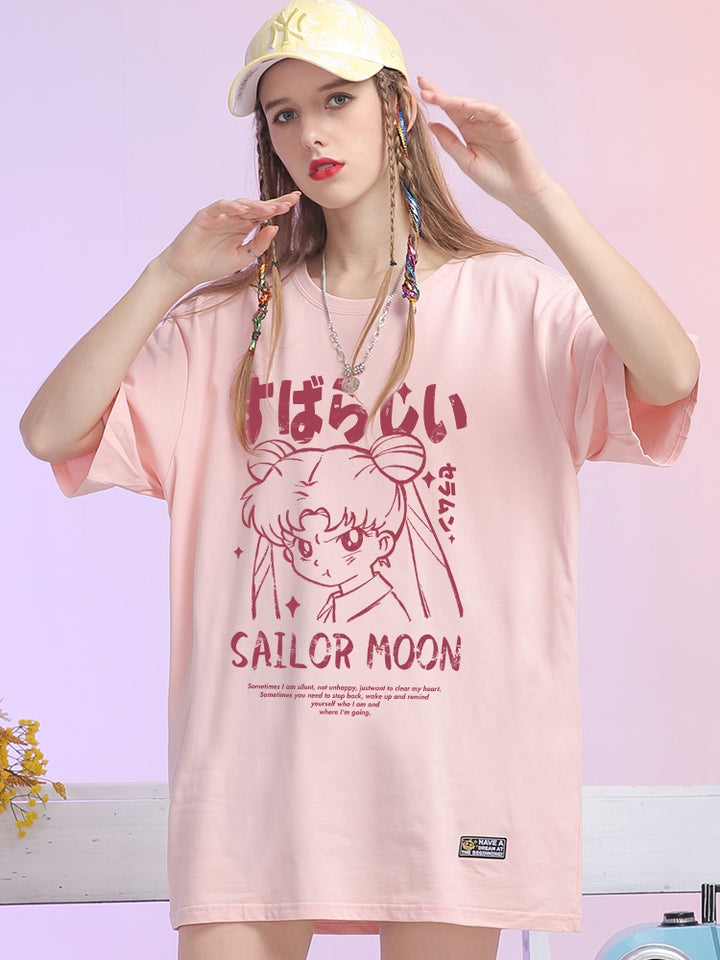 Cute Anime-Inspired Cartoon Graphic T-shirt