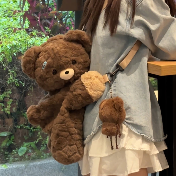 Cute Bear Lying Plush Backpack