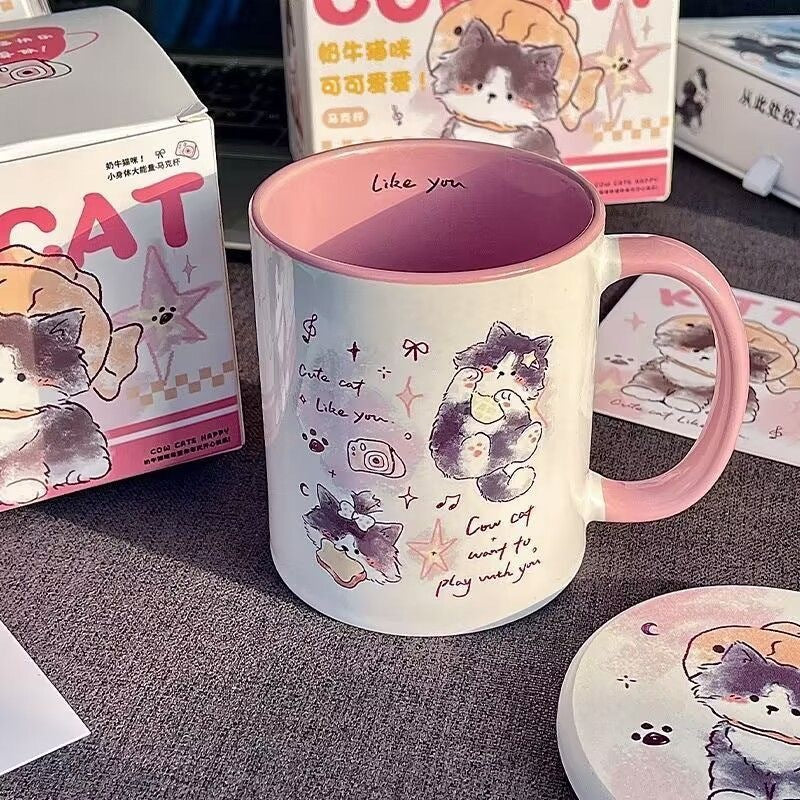 Cute Cartoon Cat Ceramic Mug