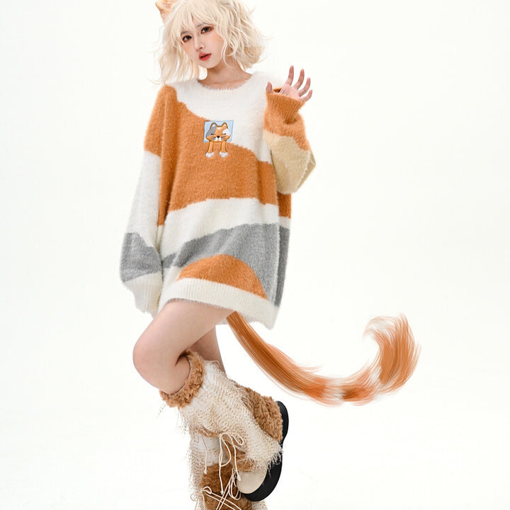 Cute Cat Faux Mink Fleece Sweater