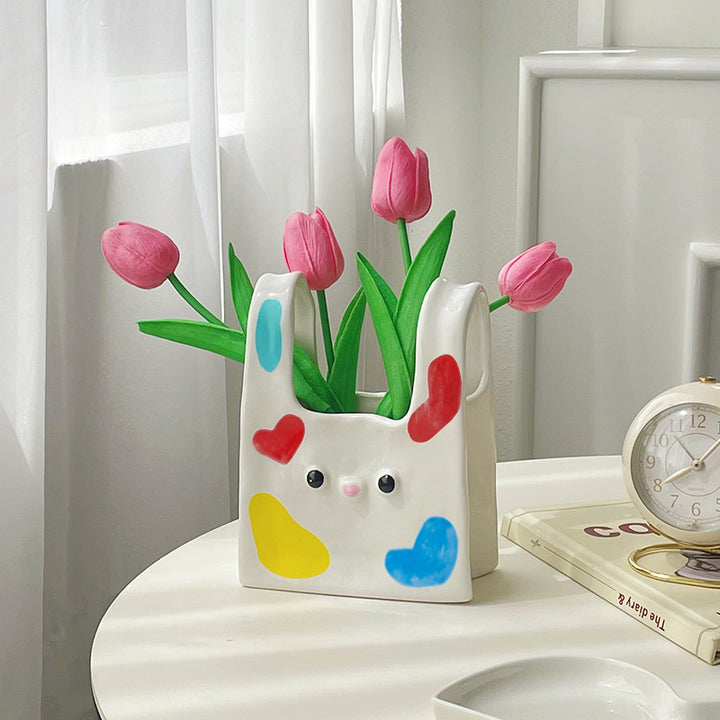 Cute Handbag Ceramic Vase