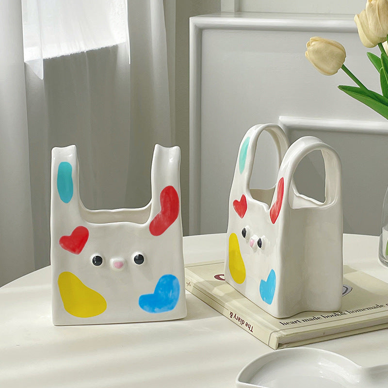 Cute Handbag Ceramic Vase