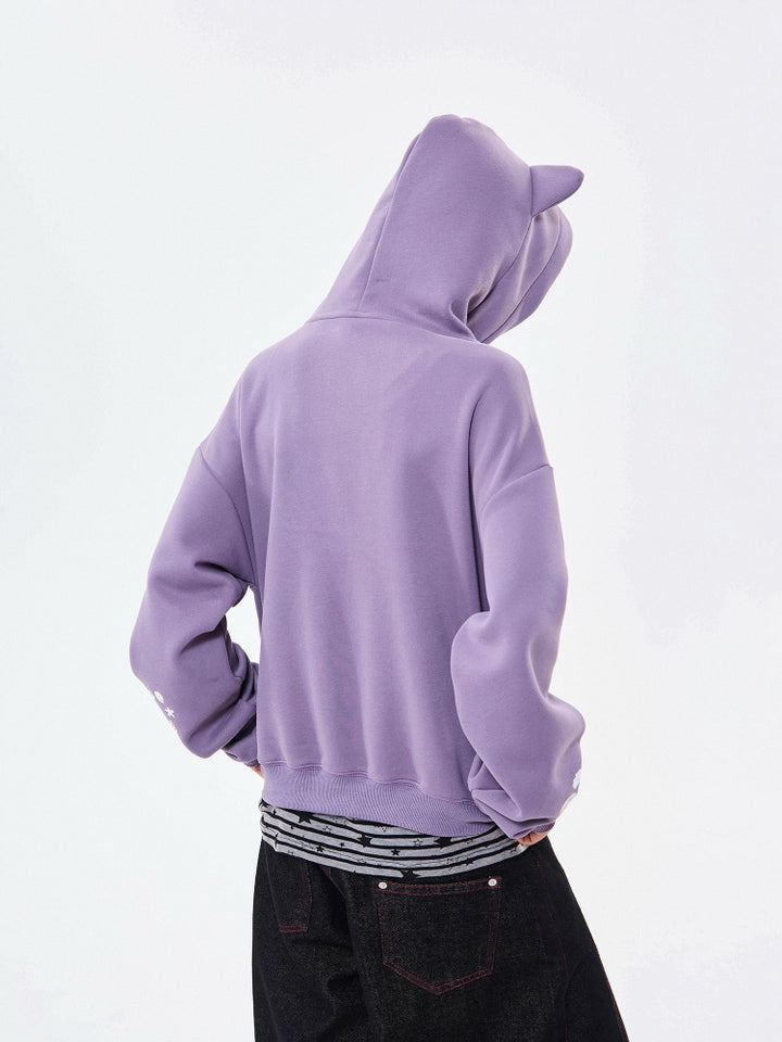 Cute Heart Print Floppy Ear Hoodie