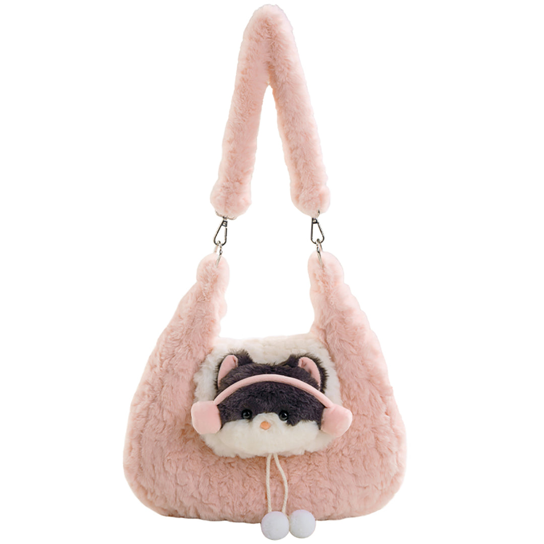 Cute Kitty Pink/Beige Plush Tote Bag