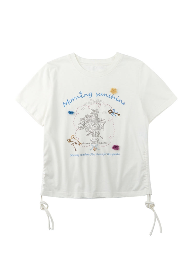 Cute Letter Graphic Short Sleeve T-shirt