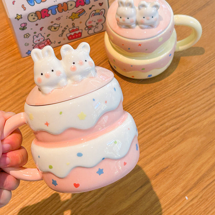 Cute Little rabbit Cake Ceramic Mug