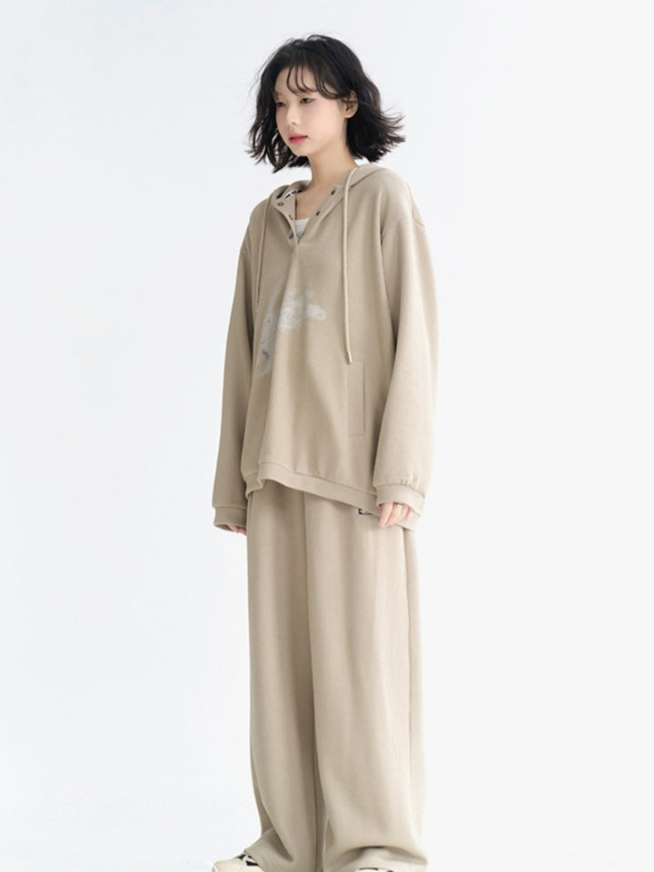 Cute Rabbit Graphic Pullover & Pants Lounge Wear