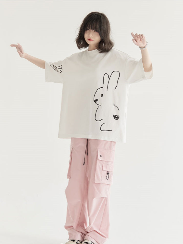 Cute Rabbit Print Summer Top