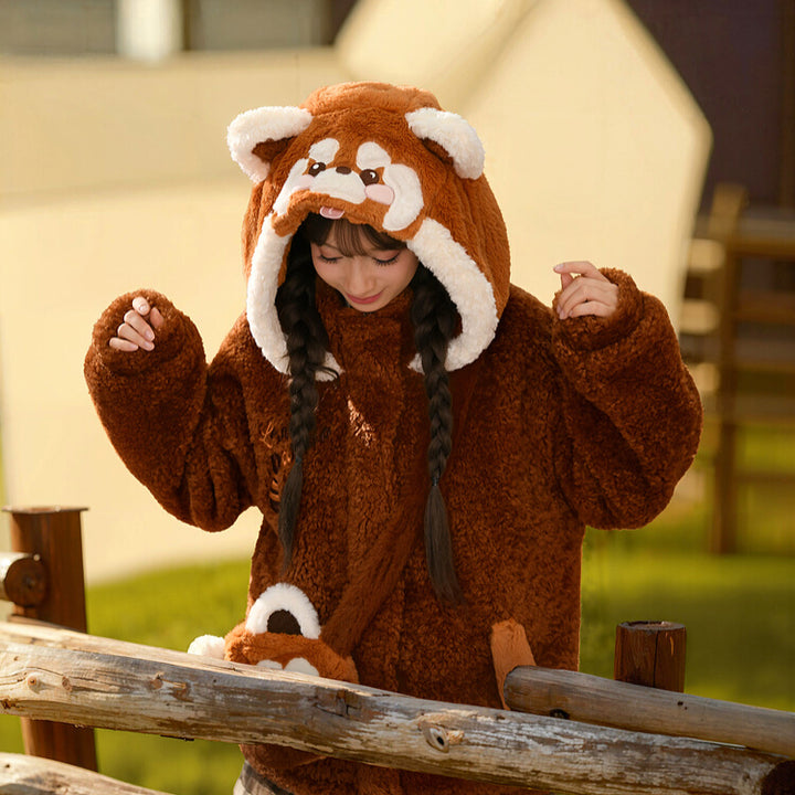 Cute Red Panda Design Fleece Jacket