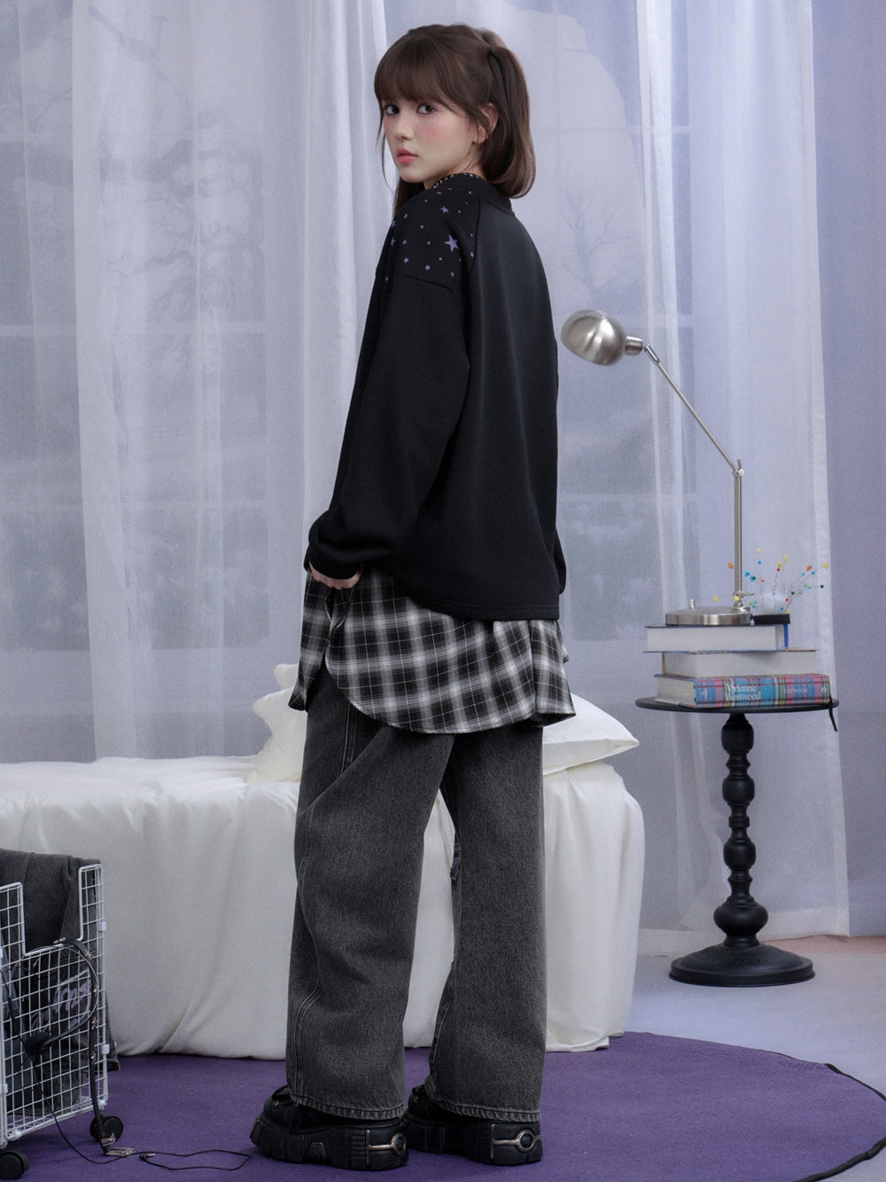 Cute Star Bear Graphic Sweatshirt Top