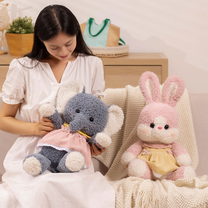 Cute pink rabbit plush toy