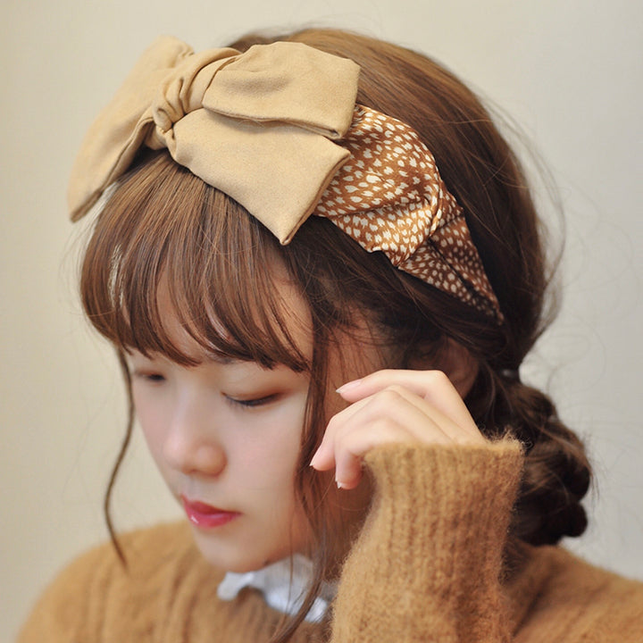 Deer Pattern Bow Wool Headband