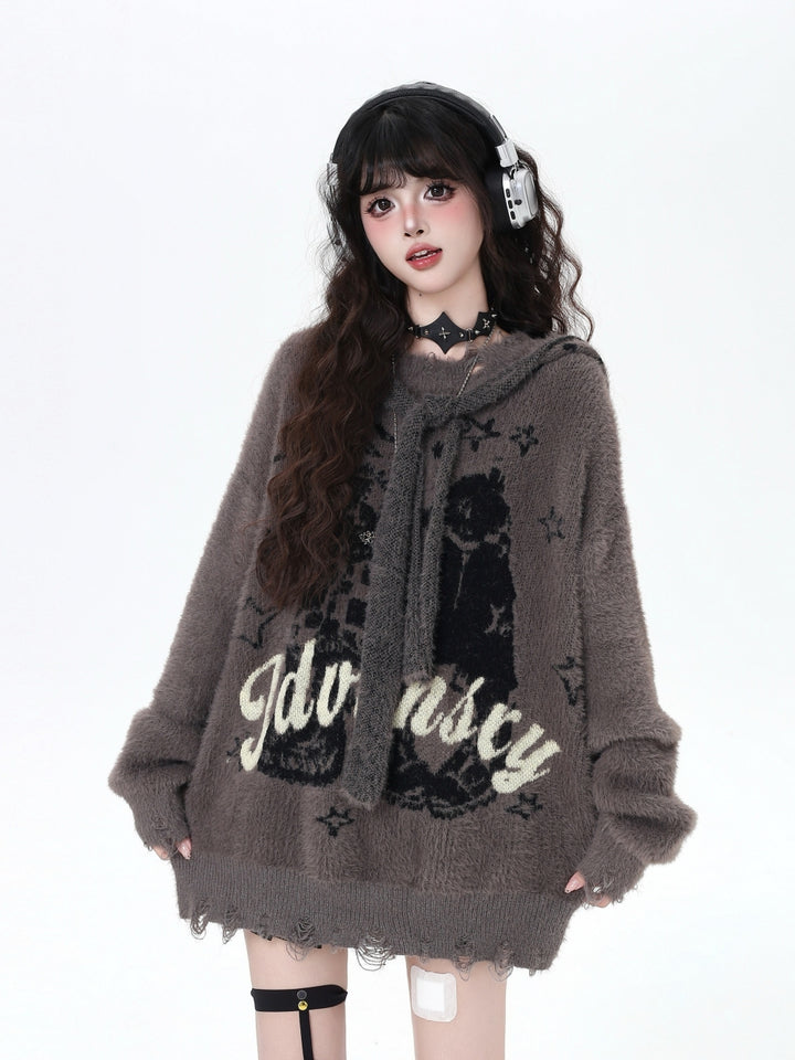 Detachable Hood Sweater - Cozy Retro Unisex Knit