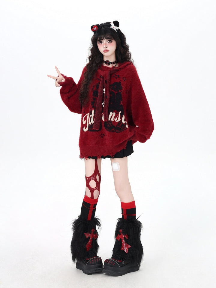 Detachable Hood Sweater - Cozy Retro Unisex Knit