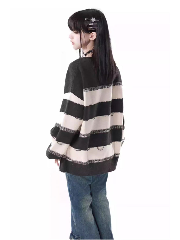 Guitar Stripes with Zip Detail Spring/Summer Casual Sweater / Skirt Coordinated