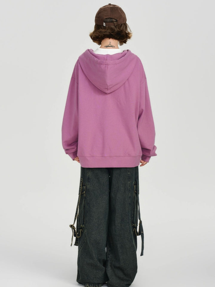 Playful Cat Graphic Embroidered Text Hoodie