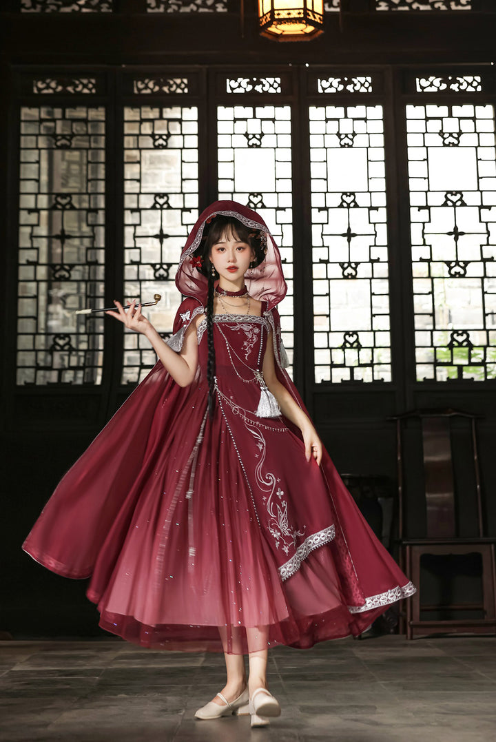 Eternal Day Priestess Red Cloak Dress with Accessories