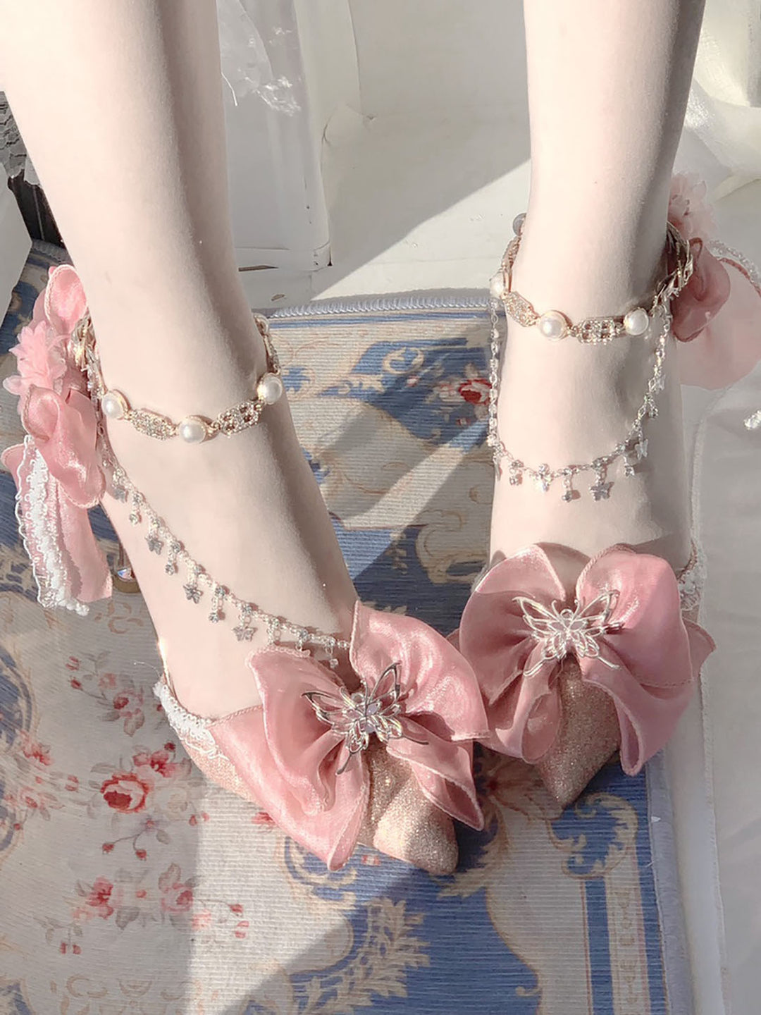 Fairy Butterfly Floral Decoration High Heels