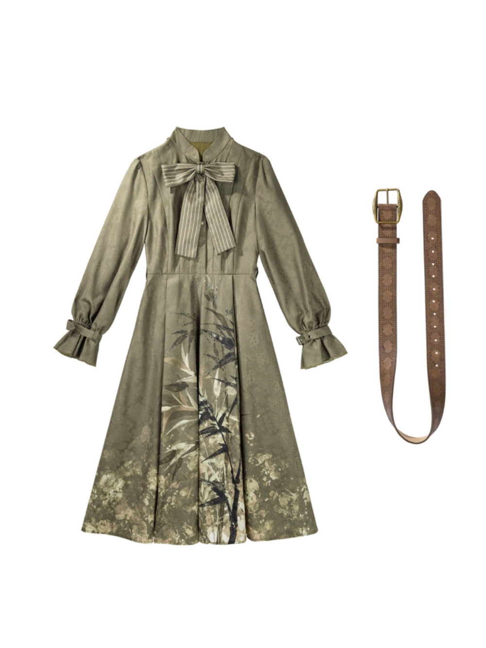 [ Gilded Bamboo Shadows ] Han-inspired Cape & Dress Ensemble