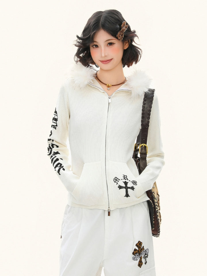 Gothic Zip Up Hoodie Knit Jacket