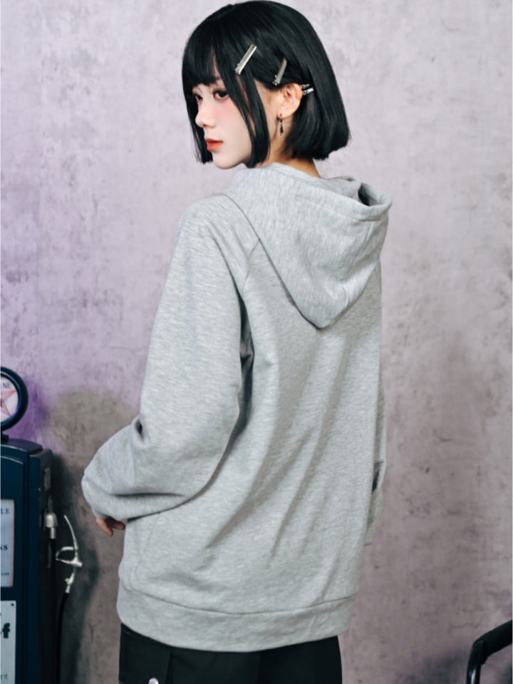 Gray Cat and Snake Print Hoodie