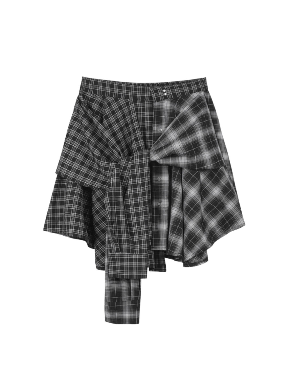 Harajuku Black Grey Plaid Streetwear Mini Skirt