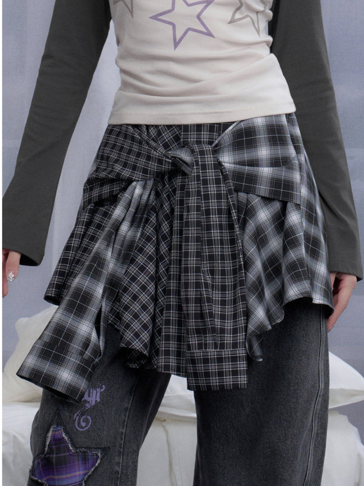 Harajuku Black Grey Plaid Streetwear Mini Skirt